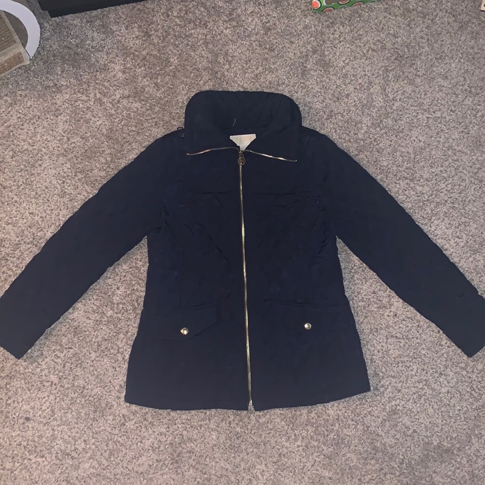 Micheal Kors Navy Blue Quilted Zip Up Jacket